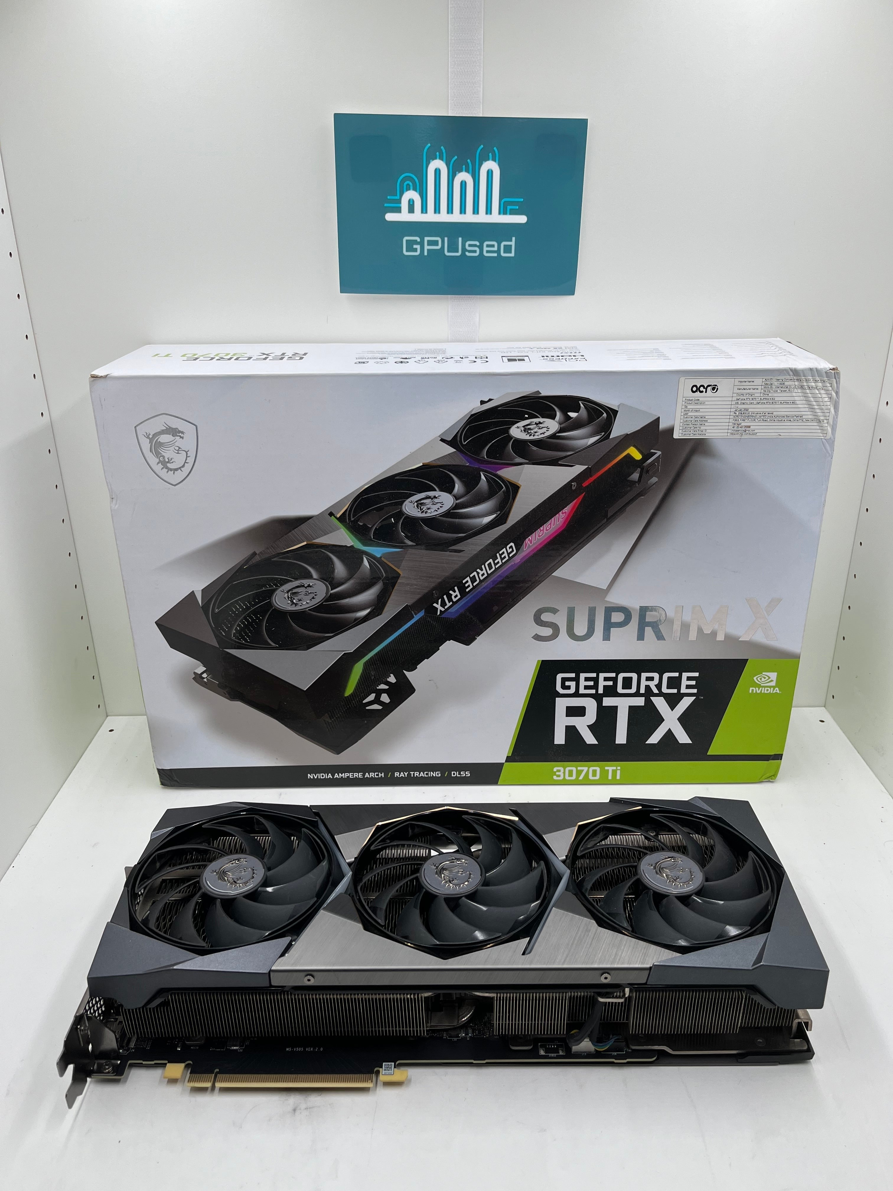 MSI Nvidia GeForce RTX 3070 Ti Suprim X 8GB GDDR6X - A - 10% Off (Was $299.99) - Premium Edition