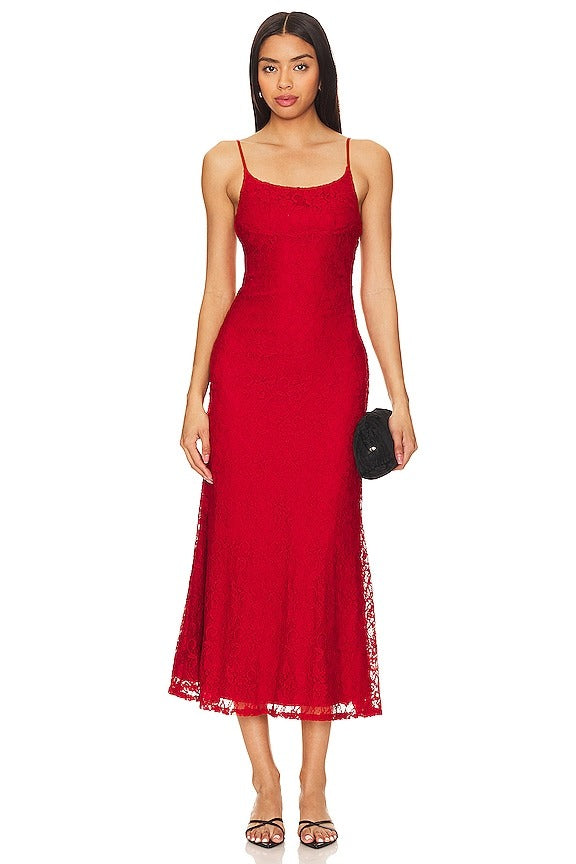 Ruby Midi Dress in Red