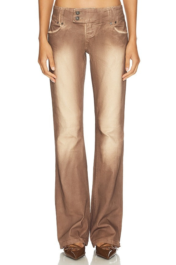 Slim Stretch Bootcut Jeans in Pink Wash