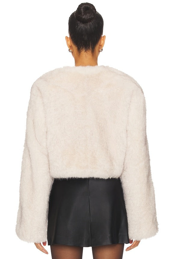 Cropped Gabriel Coat in Light Tan
