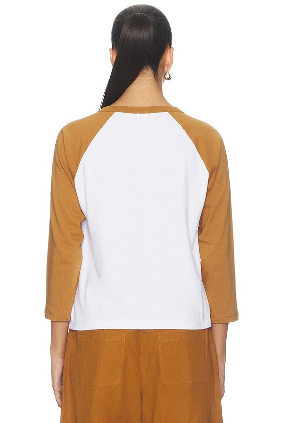 Margo Baseball Tee in White & Copper
