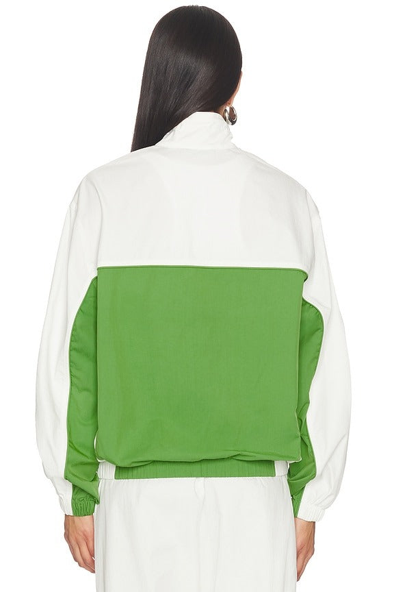 Relaxed Fit Twill Jacket in Flour & Billiard Green