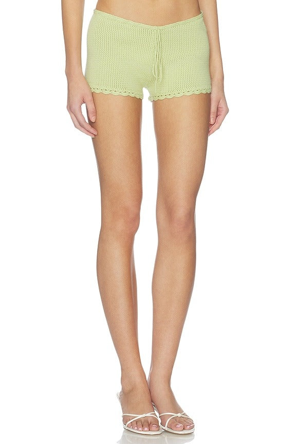 Scallop Tie Knit Short in Kiwi