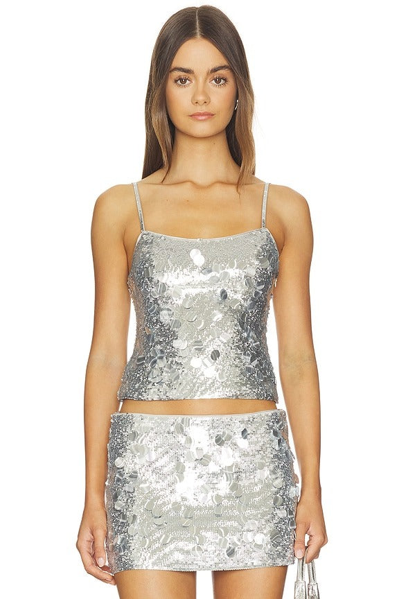 Paillette Cami in Silver