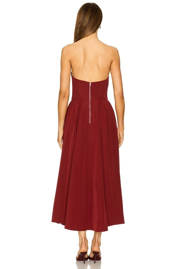x REVOLVE Opal Volume Midi Dress in Burgundy