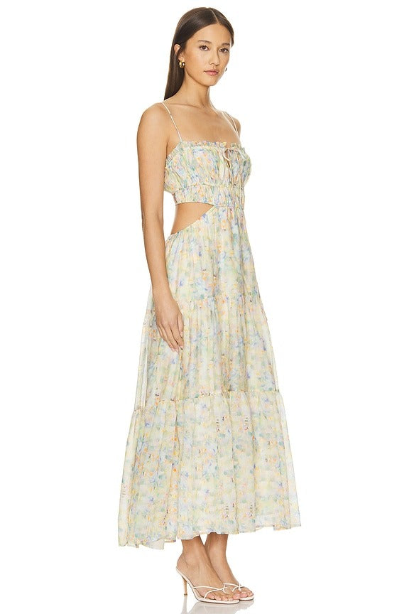 Odina Dress in Blue Orange Multi