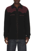 Western Button Up Shirt in Black & Fig