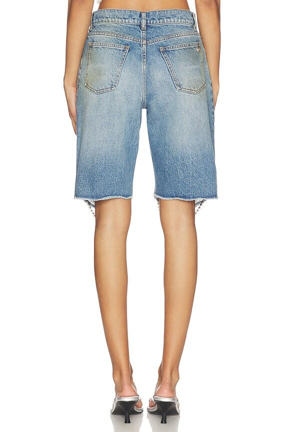 Crystal Fray Jean Short in Medium Blue
