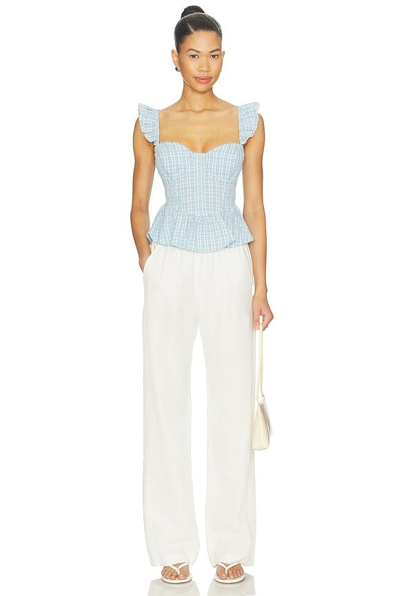 Baylin Top in Blue Plaid