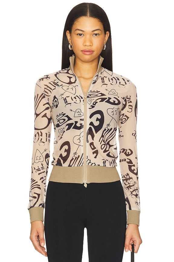 Mesh Track Jacket in Tan