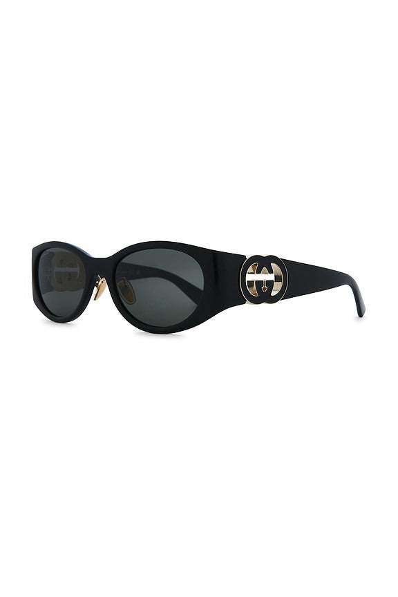 Oval Sunglasses in Black & Grey