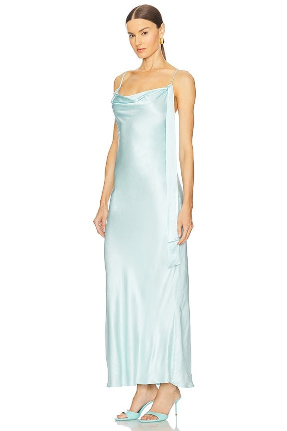 Renu Cowl Neck Maxi Dress in Aqua