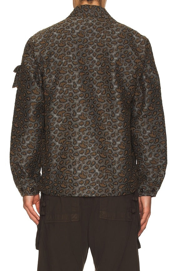 Mil Camo Jacquard Shirt Jacket in Brown