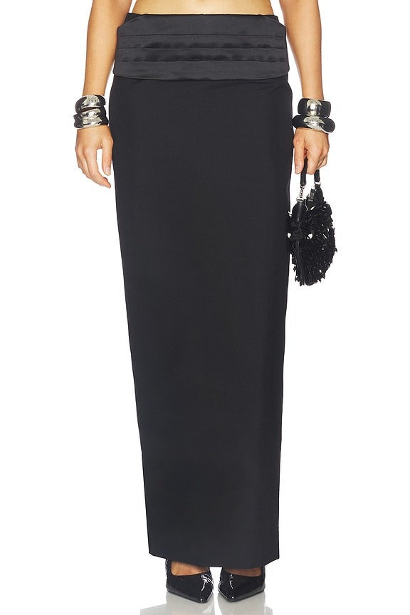 Tuxedo Column Skirt in Black