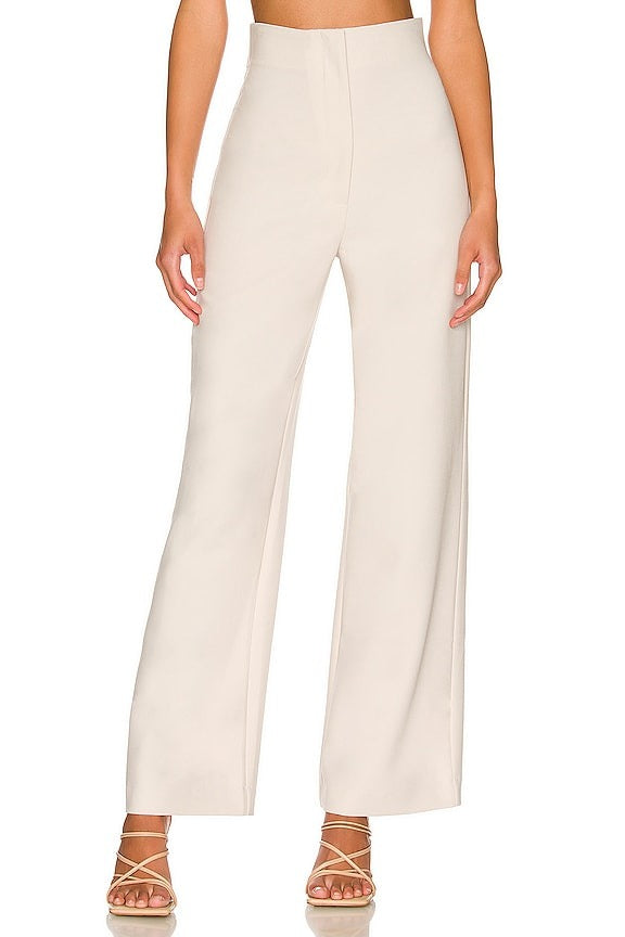 Anna High Waist Pant in Beige