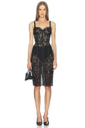 Jennifer Lace Bustier Midi Dress in Black