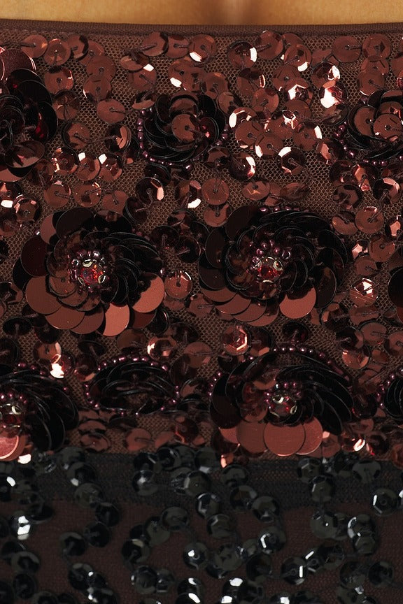 Rossa Sequin Mini Dress in Brown & Black Sequin