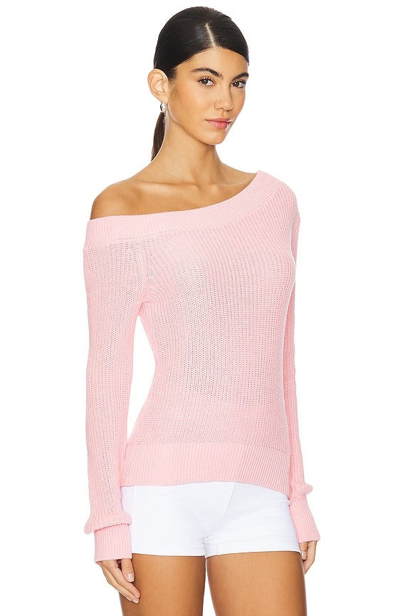 One Shoulder Sweater in Light Pink