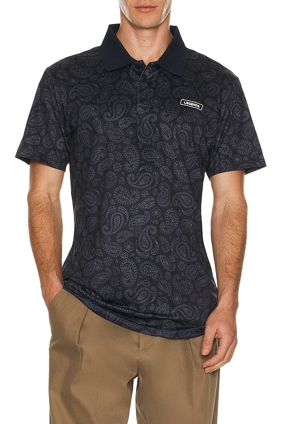 Baldwin Performance Polo in Stitch Paisley Ink & Dune