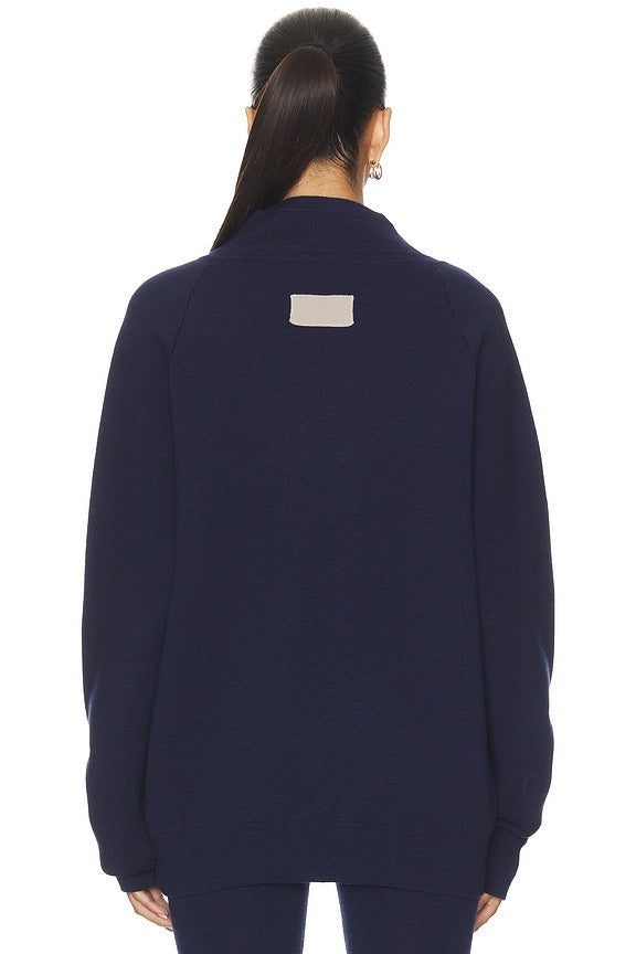 Knit Henley Sweater in Navy