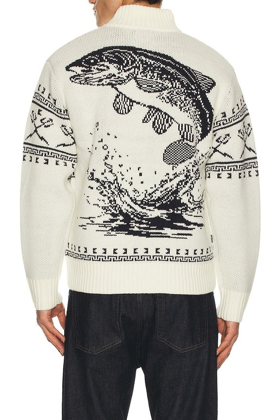 Old Timer Full Zip Sweater in Off White