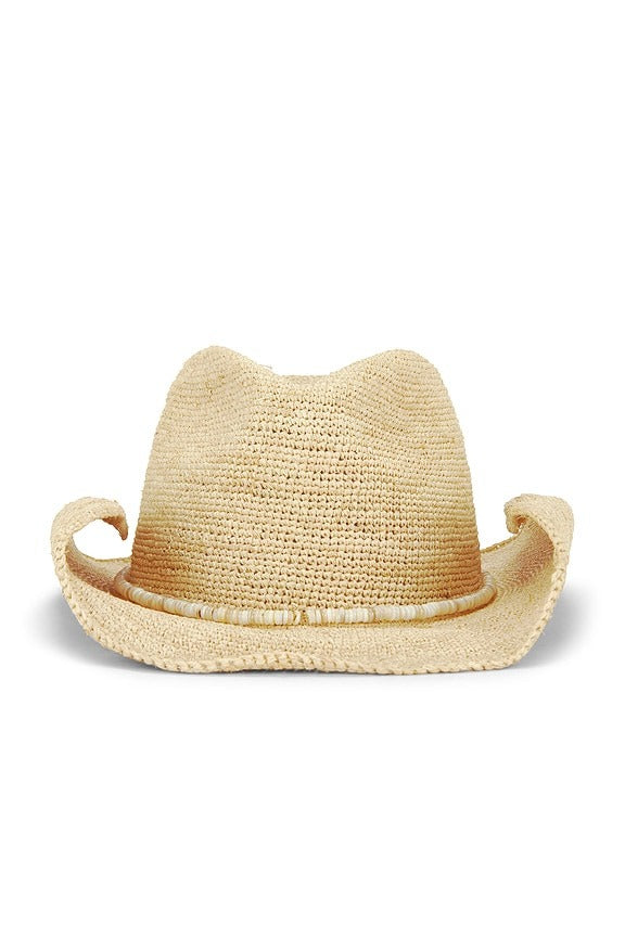 Raffia Cowboy Hat in Neutral & Neutral Bead