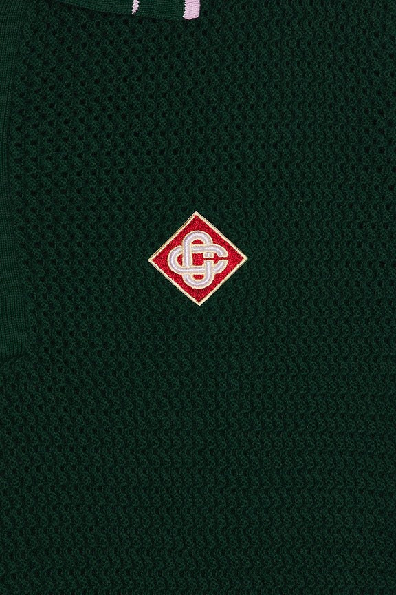 Mock Mini Crochet Polo in Green