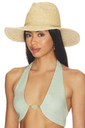 Raffia Braid Continental Fedora Hat in Gold Wrap