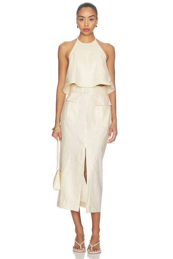 Cargo Midi Skirt in Cream