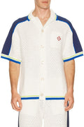 Crochet Shirt in White & Blue