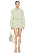 Tech Gabardine Parka Jacket in Light Olive