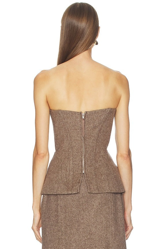 Sidonia Top in Herringbone Taupe