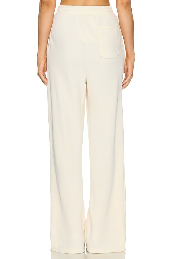 Wide Leg Womens Pocket Sweatpants in Vintage White