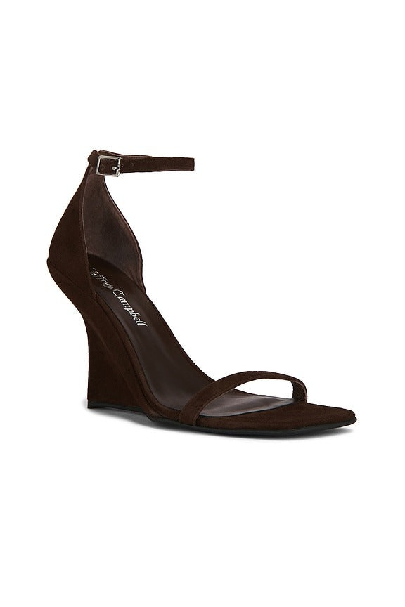 Fermi Wedge Sandal in Brown Suede