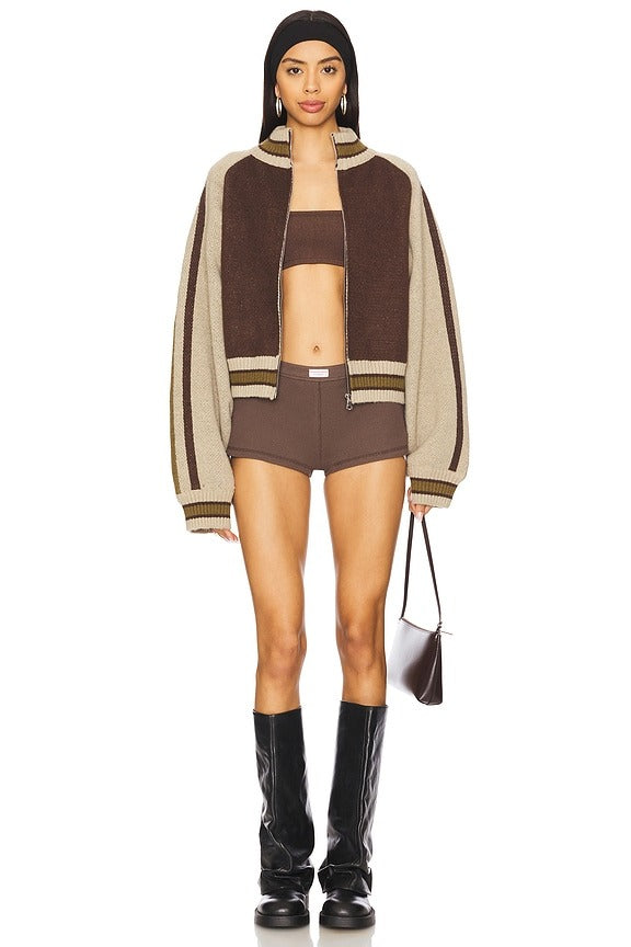 Knitted Bomber in Brown