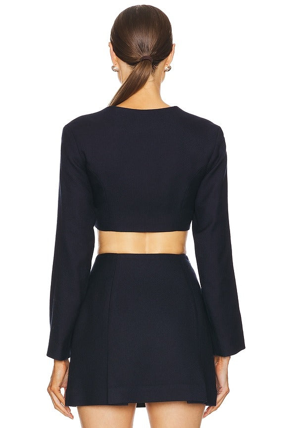 Apron Double-breasted Top in Navy