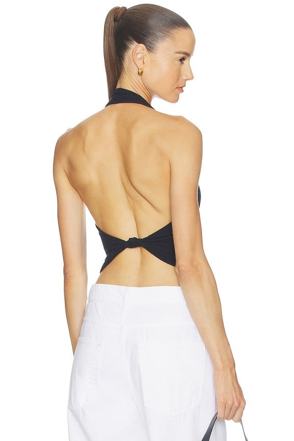 Round Two Pique Halter in Black