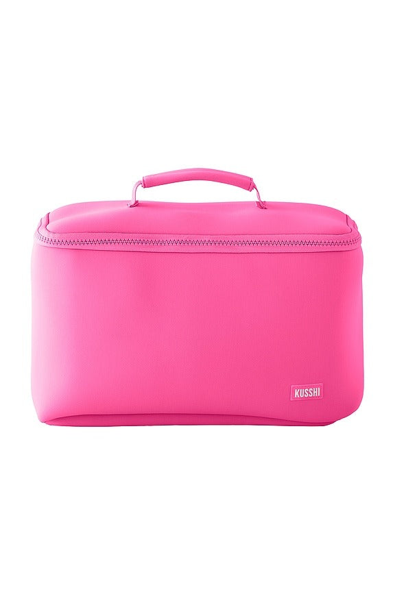 Large Neoprene Train Case in French Pink & Sherbert