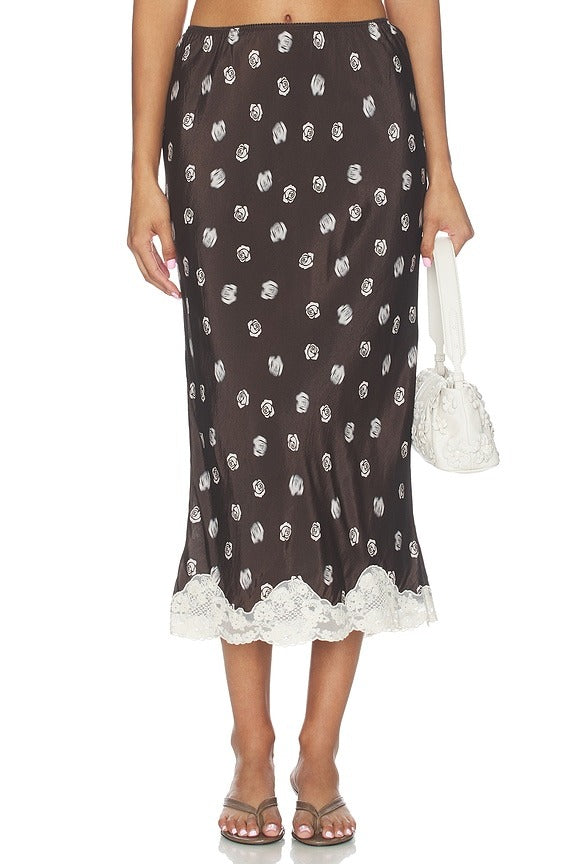 Alexi Skirt in Brown Rose Print