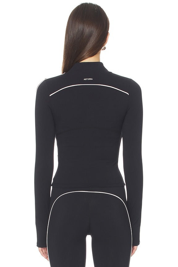 Half Zip Jacket in Black & Cream