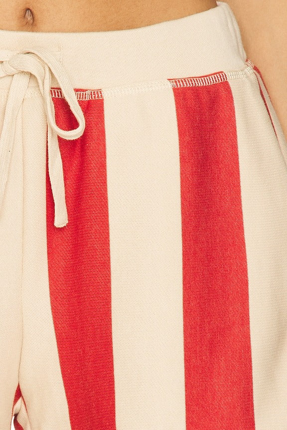 Monroe Shorts in Red Beige Stripe