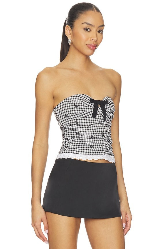 Emilia Top in Black & White Gingham