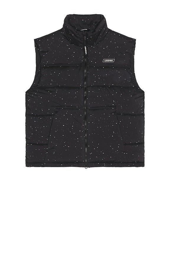 Alpine Puffer Vest in Black & White Splatter