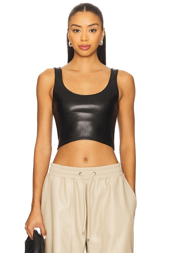 Leather Tank Top in Black