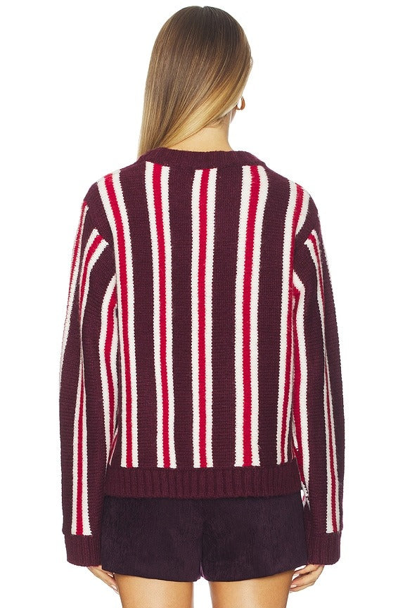 Drew Sweater in Burgundy Stripe