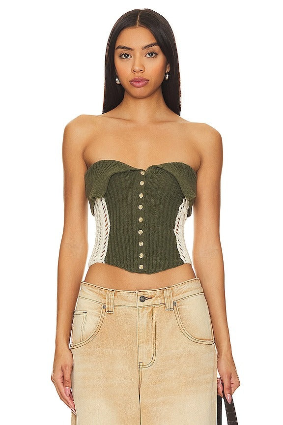 Knitted Corset in Olive