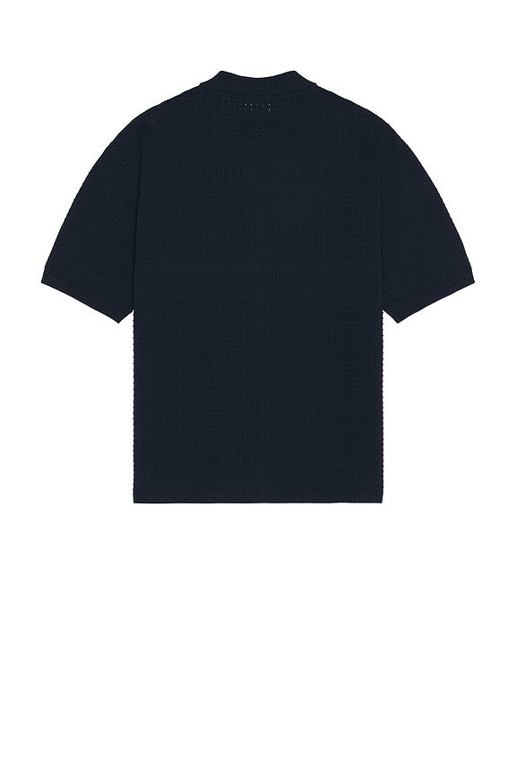 Rupert Crochet Knit Shirt in Navy