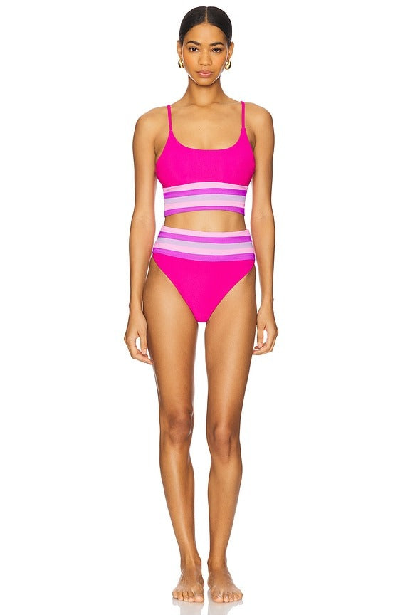 Millie Bikini Bottom in Raspberry Colorblock