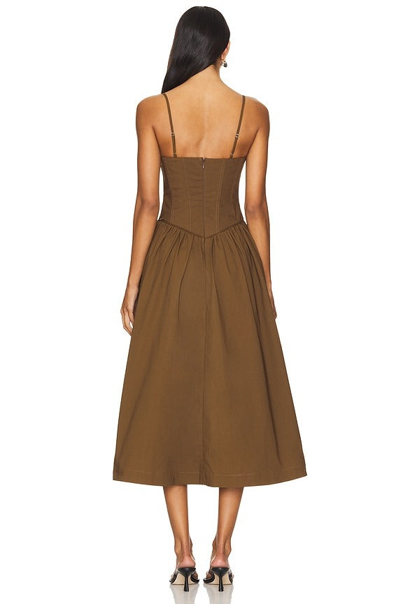 Moroccan Midi Dress in Dark Brown