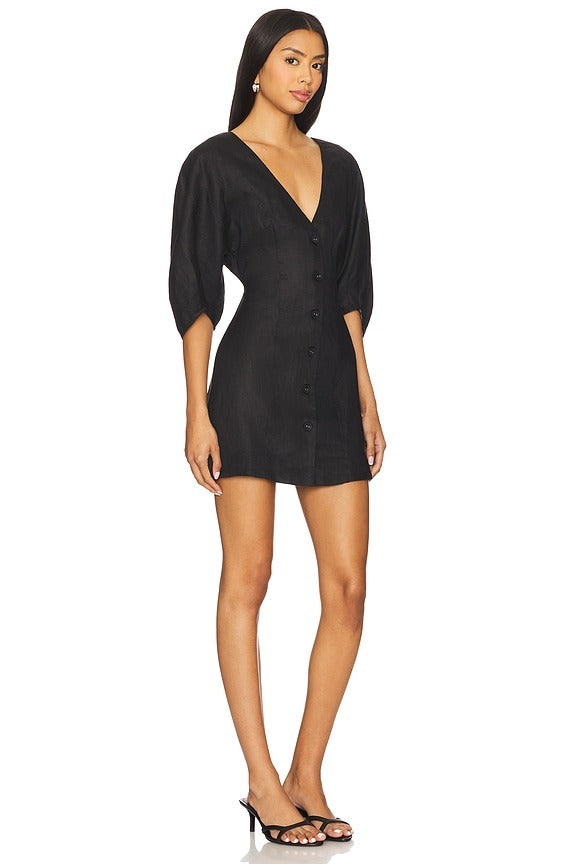 Lino Mini Dress in Black